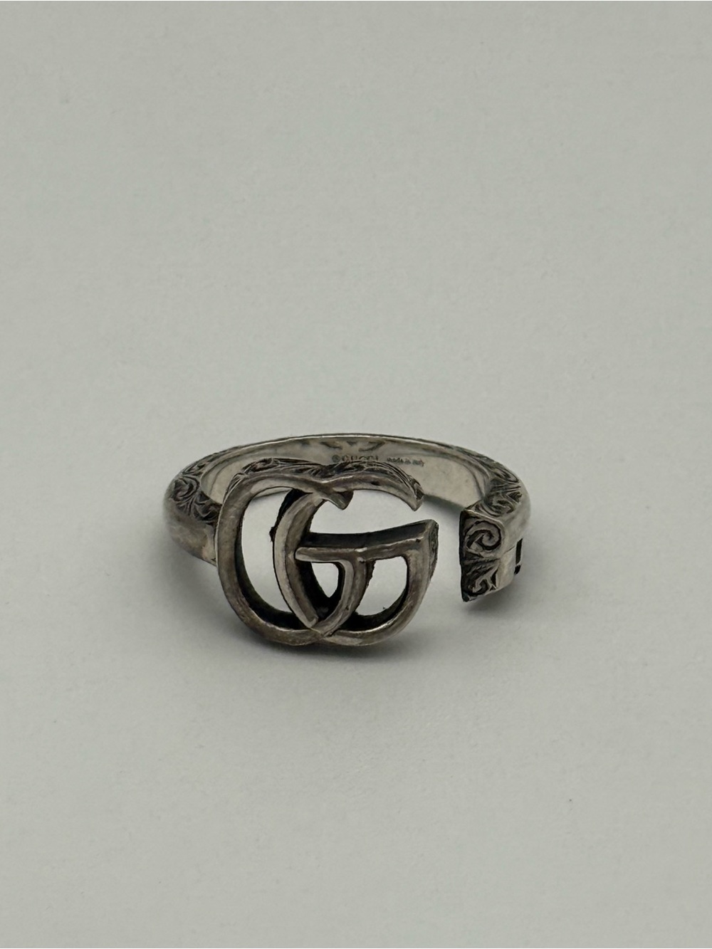 Gucci Sterling Silver Ring GG Marmont Key Size 7